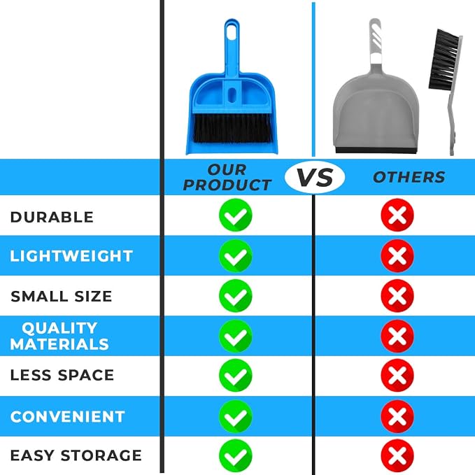 Mini Broom and Dustpan Set - Compact Cleaning Kit for Home, Car, Camping, Small Spaces, Pet Cleanup, and Travel - Durable Small Broom and Dustpan Set Mini - Pink Broom