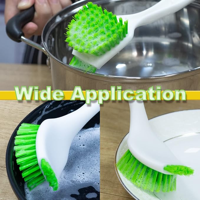 3 Pack Dish Brush,Dish Scrub Brush, Kitchen Scrub Brush for Cleaning Dishes, Double Sided Bristles Scrubber Cleaner for Dishes,Sink,Pots,Pans,Bathroom Shower,Tile,Tubs
