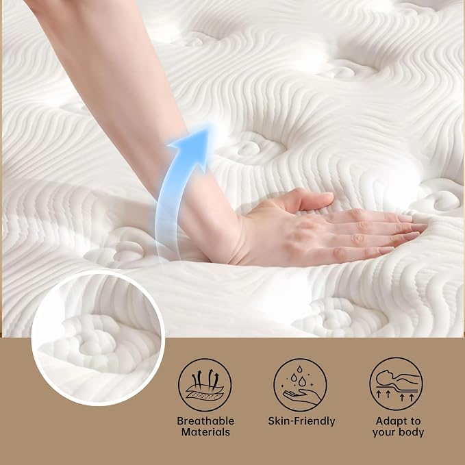 Queen Size Mattress,12 Inch Hybrid Mattress with Memory Foam & Individual Pocket Springs Bed in a Box, Pressure Relief, Fiberglass Free & Medium Firm, 365-Night Trial & CertiPUR-US, 80"x60"x12"