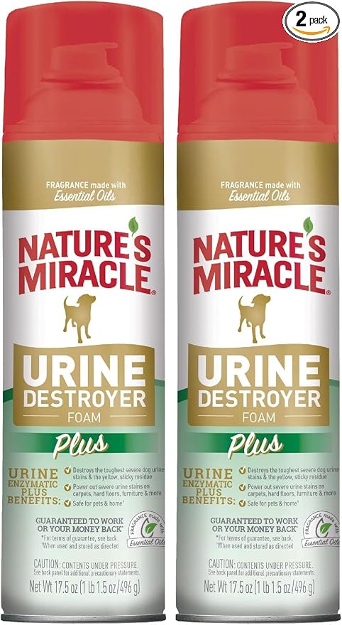 Nature's Miracle Urine Destroyer, 17.5 Ounces | Foaming Aerosol | For Dogs | Pack of 2 | For Tough Urine Messes
