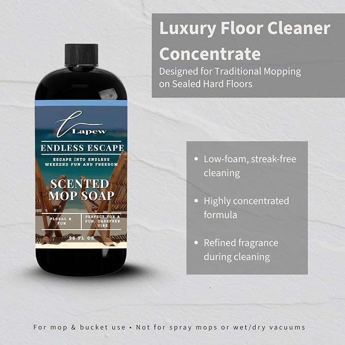 Lapew Endless Escape Scented Mop Soap - Luxury Floor Cleaner Concentrate for Mopping Tile, Laminate, Vinyl & Hardwood | Streak-Free, Low-Foam | 36 oz
