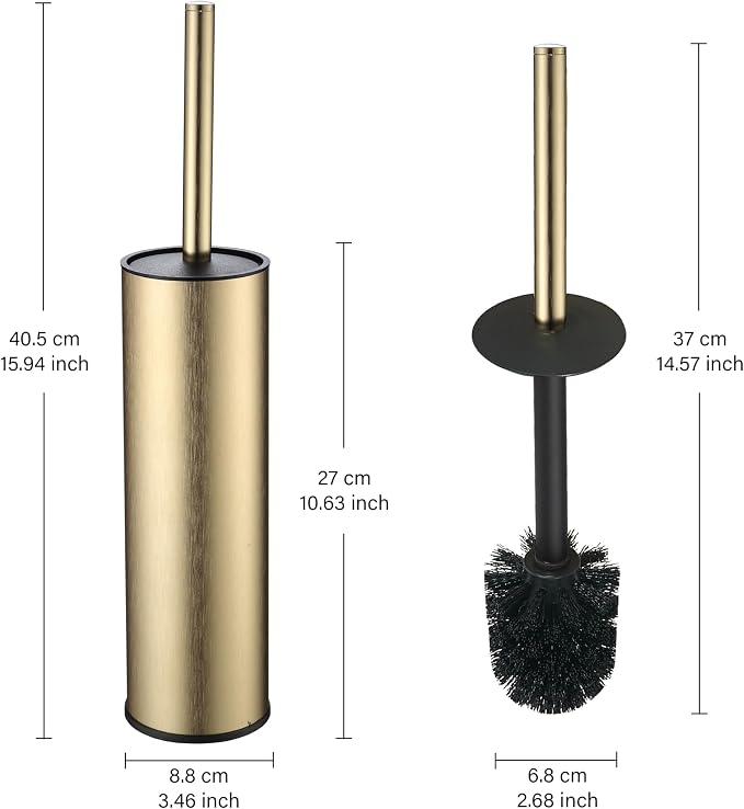 Toilet Brush and Holder Set Premium Material Toilet Bowl Cleaner Free Standing Toilet Bowl Brush and Holder Gold