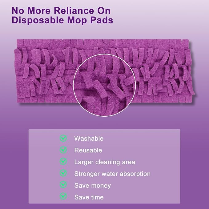 12Pack Mop Pads Refills for Swiffer Power Mop Washable & Reusable | Household Replacement Mop Pads, Multi-Surface Mop Refill Pads, Suitable for Hardwood, Tile, Floor Cleaning(Purple)
