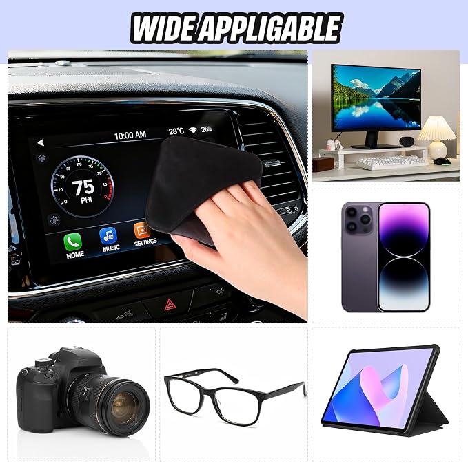 Hahafelt 4 Pcs Car Screen Cleaner Car Touch Microfiber Screen Cleaner Cloth Cleaning Wipes Interior Pad for Vehicle Dashboard LCD Accessories 4.13×4.13 Inches(Square)