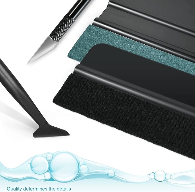 NEWISHTOOL Car Window Tint Installation Kit Vinyl Wrap Tools Wrapping Kit | Felt Squeegee, Micro Squeegee, Precision Knife & Razor Blade, 9IN1 Film Installing Tint Kit Tools Vinyl Application Tool