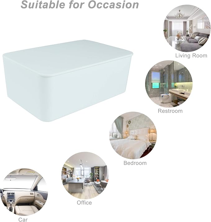 Diaper Wipes Dispenser, Tissue Storage Box Case (White) | Wet Wipe Dispenser Holder with Lid for Home, Office, Cars