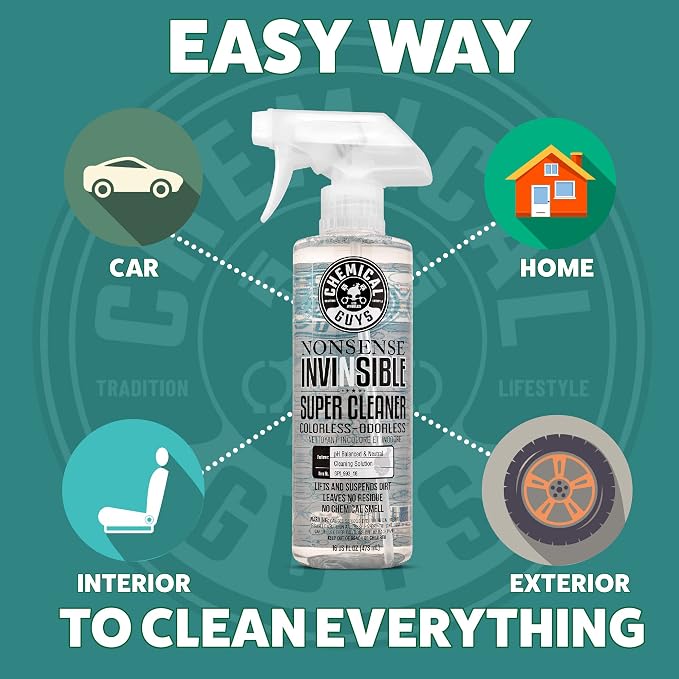 Chemical Guys, Nonsense Colorless & Odorless All-Surface Cleaner, 2-Pack | Colorless, odorless, residue-free cleaner lifts dirt from vinyl, rubber, plastic, carpet and upholstery.