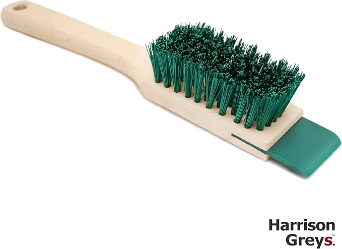 Heavy Duty Scrubbing Brush - Stiff Bristle Scraper, Wooden Handle, Universal Outdoor Cleaning Tool