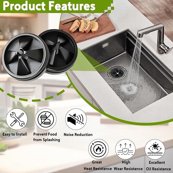 16 Packs 3-3/8in Garbage Disposal Splash Guard Compatible with InSinkErator | QCB-AM Replacement for InSinkErator Evolution & for Moen, Noise Reduction, Leakproof, Durable
