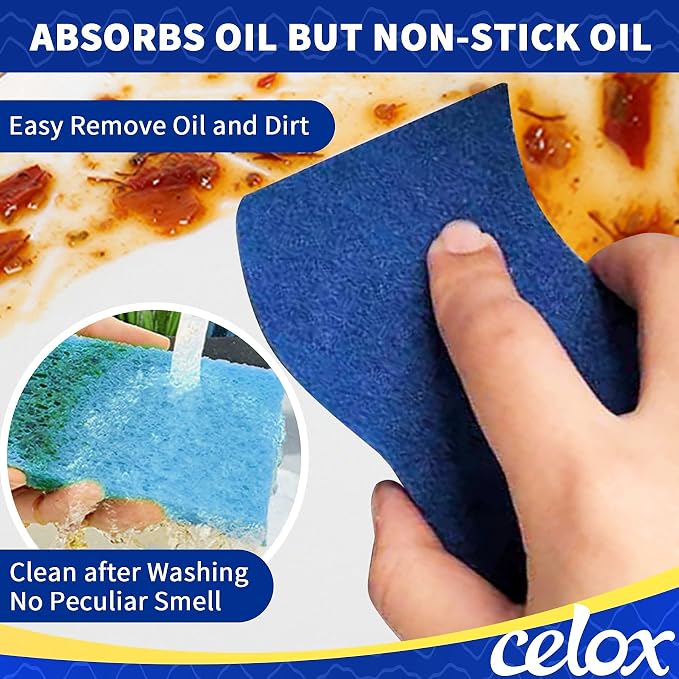 CELOX Sponges Kitchen, Non-Scratch Dish Sponges, Blue