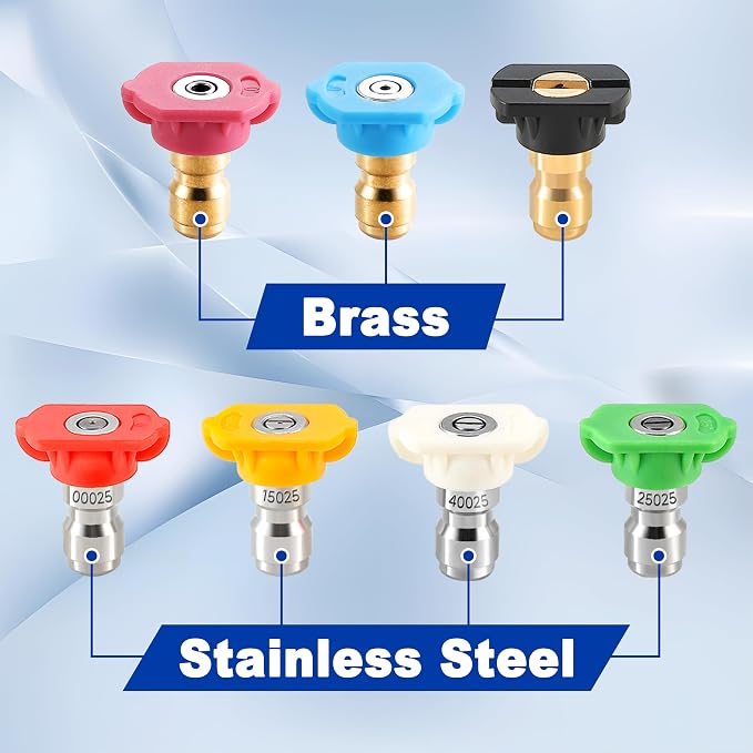 Tool Daily Pressure Washer Nozzle Tips, Multiple Degrees, 2.5 GPM, 7 Pack | 1/4 Inch Quick Connect Power Washer Nozzle Tips Set for Car Washing, 4000 PSI