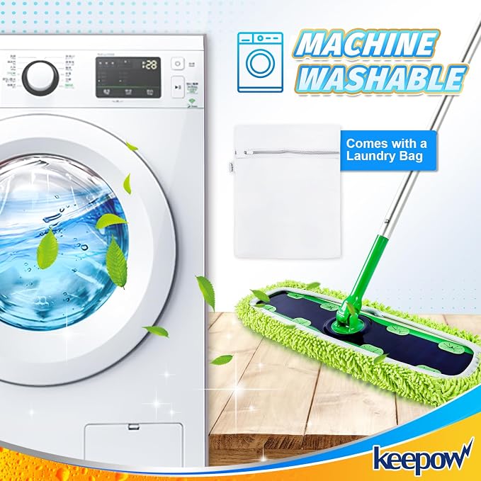 KEEPOW Reusable XL Mop Pads Compatible with Swiffer XL Sweeper, XL Dry Sweeping Cloths, XL Wet Mopping Cloths, Washable Microfiber XL Wet Pads Refills for Surface/Hardwood Floor Cleaning, 8 Pack | XL Dry Sweeping Cloths, XL Wet Mopping Cloths, Washable...