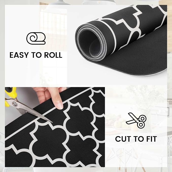 WISELIFE Dish Drying Mat Super Absorbent Drying Mat Large Dish Drying Mats for Kitchen Counter Easy Clean Dish Mat Kitchen Drying Mat18"x 32" Stylish Black