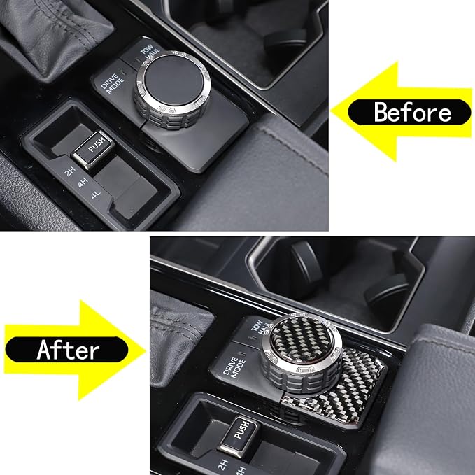 Aunginsy Drive Control Mode Trim Sticker Compatible with Tundra/Sequoia 2022-2025 Center Console Multimedia Control Knob Switch Button Cover Sound Volume Knob Decoration Carbon Fiber Accessories