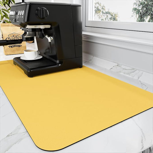 HotLive Coffee Mat - Absorbent Hide Stain Rubber Backed Dish Drying Mat for Kitchen Counter - Bar Mats for Countertops Accessories Fit Under Coffee Maker Espresso Machine