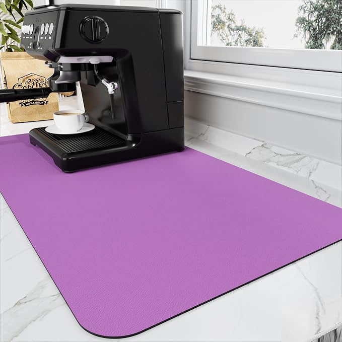 HotLive Coffee Mat - Absorbent Hide Stain Rubber Backed Dish Drying Mat for Kitchen Counter - Bar Mats for Countertops Accessories Fit Under Coffee Maker Espresso Machine