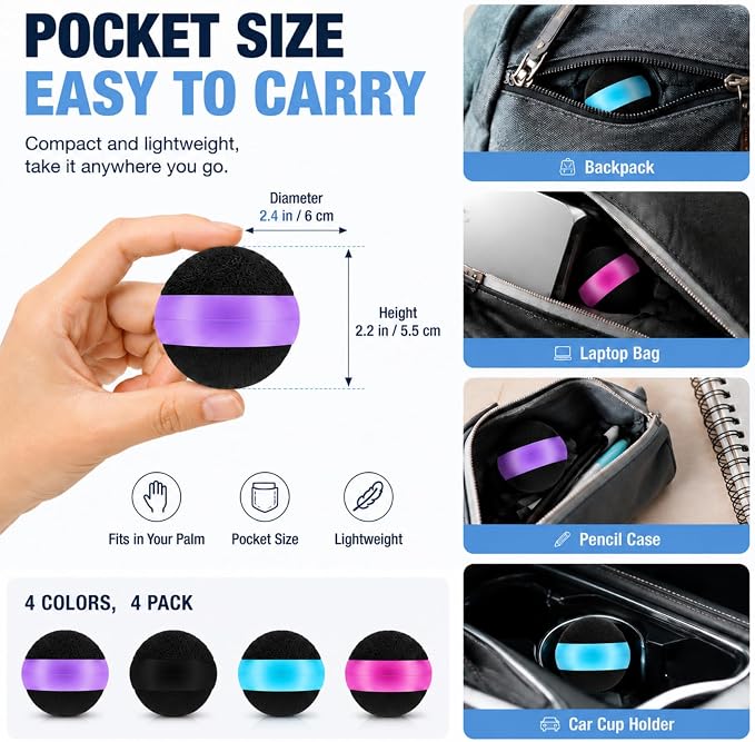 Suclain 4 Pack Screen Cleaner Balls Car Phone Screen Cleaning Cleaner Ball Microfiber Touch Cleaning Ball for Easter Computer Laptop Phone Monitor(Black, Blue, Rose Red, Purple)