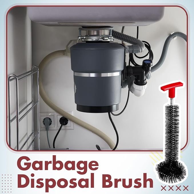 Garbage Disposal Cleaner Sink and Drain Brush Universal Garbage Disposal Cleaner 12'' Long Brush for Kitchen Waste Food (Black)