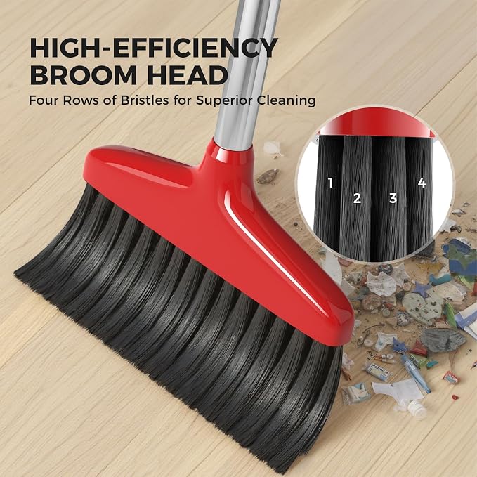 Handy Broom, Indoor/Outdoor Brooms, Duty Kitchen Broom, for Home Garage Kitchen Office Courtyard Lobby Patio Lawn Concrete (1 Pack, Red, New)