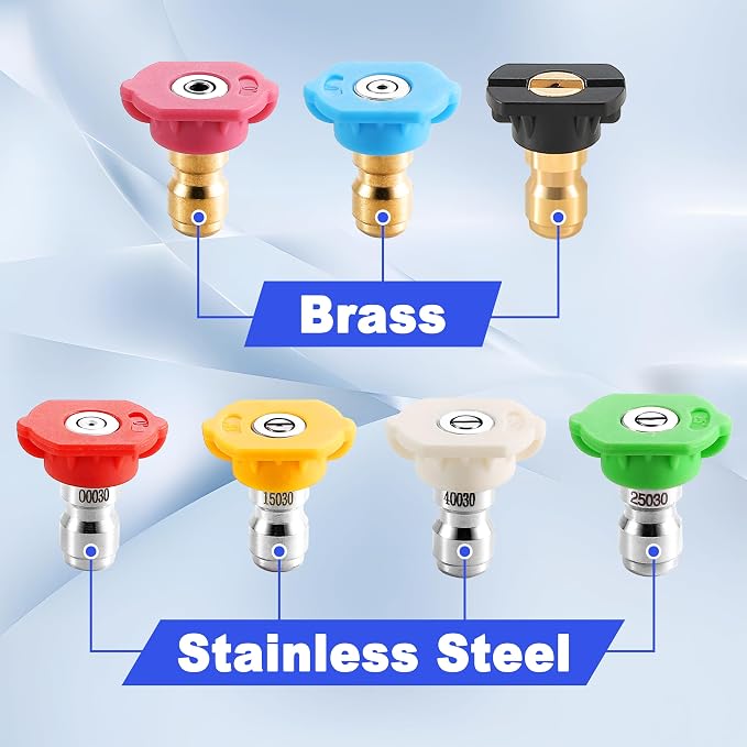 Tool Daily Pressure Washer Nozzle Tips, Multiple Degrees, 3.0 GPM, 7 Pack | 1/4" Quick Connect Power Washer Nozzle Tips Set for Car Washing, 4000 PSI