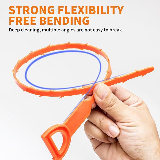 Drain Snake Drain Clog Remover Tool 4 Pack 20 Inch Flexible Hair Removal for Sink Shower Tub and Toilet with Grip Handle Easy Use Kitchen Bathroom Pipe Cleaner- AsonTao