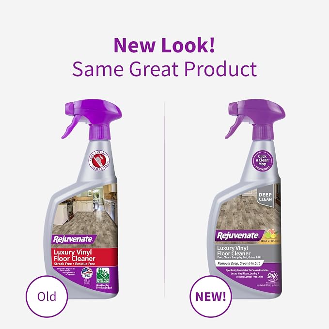 Rejuvenate Luxury Vinyl Floor Cleaner Gently Cleans And Revitalizes Luxury Vinyl Floors, 32 Ounces | No-Streak Formula Deep Cleans Dirt, Grime & Oil; Use with Rejuvenate Click n Clean Spray Mop, Safe For Pets & Kids
