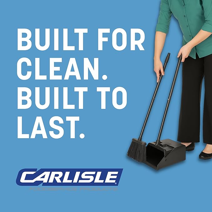 Carlisle FoodService Products Duo-Pan 36" Short Upright Dust Pan & Broom Set, Black