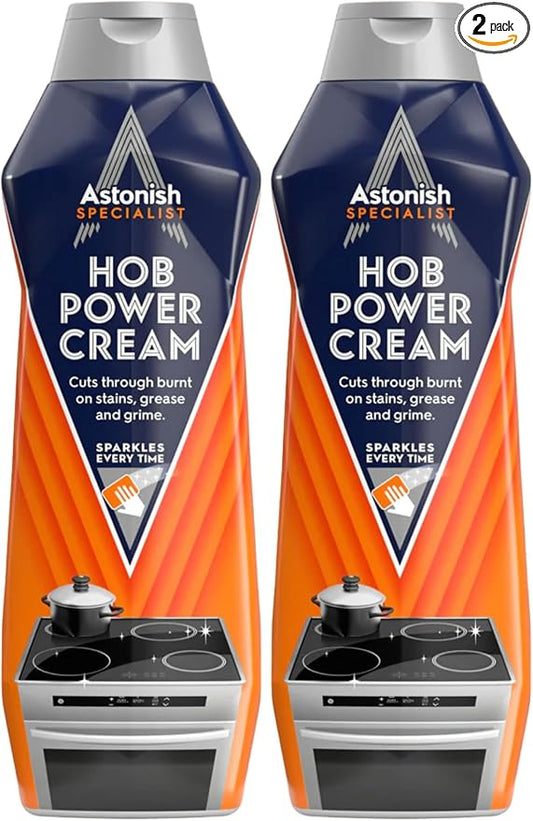Astonish 500ml Specialist Hob Cleaner Zesty Lemon Cream for Electric Stovetops - Microwave Degreaser, Stove Surface Polish, Tough Grease Remover, Vegan Non Toxic Kitchen Scrub (Pack of 2)