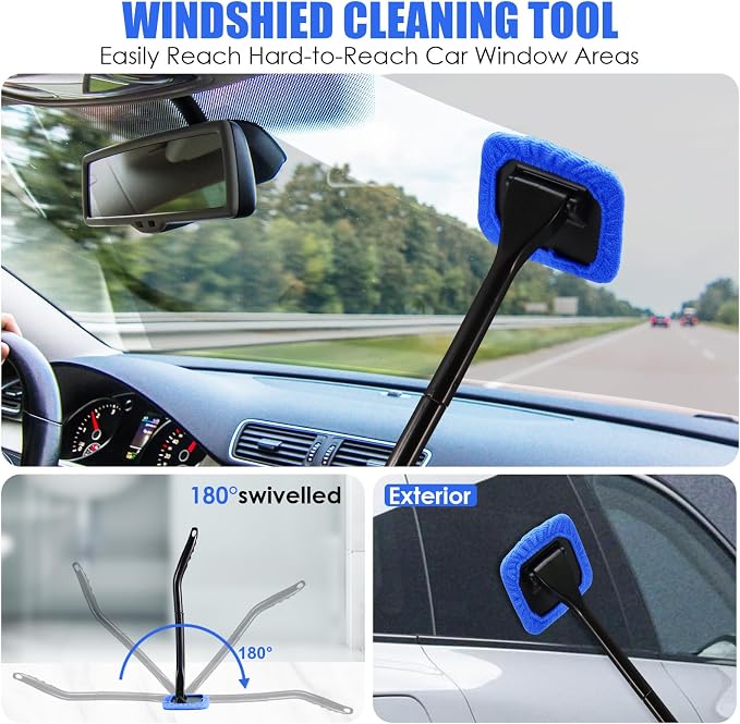 18PCS Car Cleaning Kit, Car Interior Detailing Kit with Blue High Power Handheld Vacuum, Detailing Brush Set, Windshield Cleaner, Cleaning Gel, Complete Auto Accessories for Men, Women