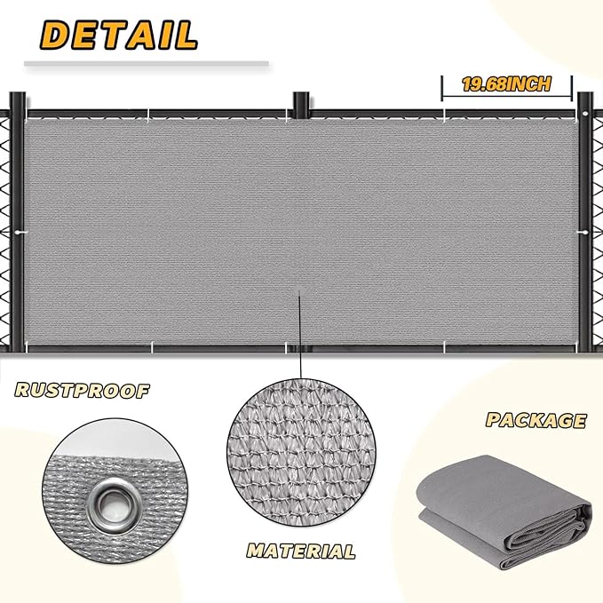 LOVE STORY 3.3' x 19.7' Balcony Privacy Screen Cover for Apartment, Grey | HDPE Fabric, 95% UV Block, Fence Cover for Patio Deck, Railing Screen for Porch, Privacy Protective, Custom Size Available
