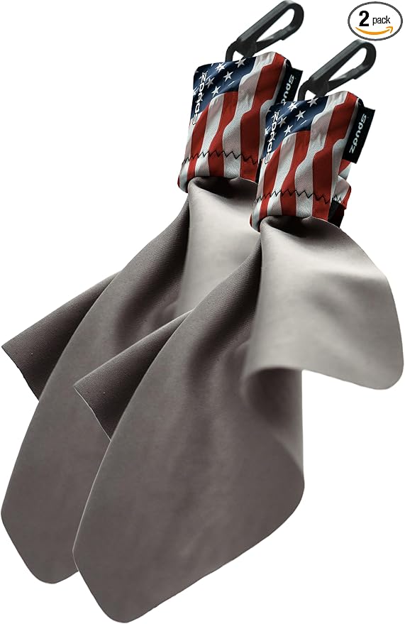 SPUDZ Ultra Microfiber Lens Cleaner with Closeable Bottom – Clip-On Pouch, Washable – for Binoculars, Scopes, Glasses, Screens | Ultra USA Flag, 6 x 6 Inch (2-Pack)