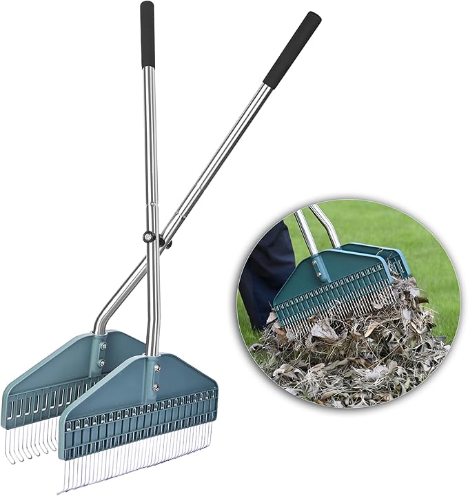 YEELOR Leaf Grabber, Yard Leaf Grabber Rake, No Need to Bend Over, Lightweight, 36.6 Inches in Length and 3.3 Pounds in Weight, Ideal for Picking Up Leaves, Weeds, Twigs and Other Debris