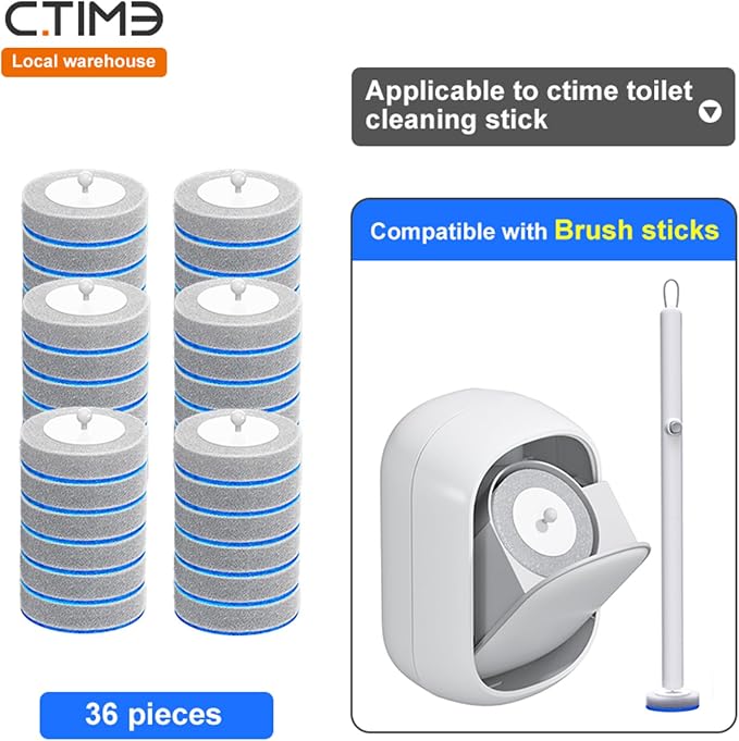 CTIME - 36 Replacement Toilet Brush Heads, Suitable for Bathrooms and Toilets