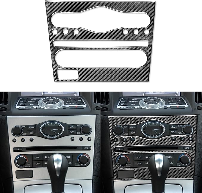 Real Carbon Fiber Trim for Infiniti Accessories | for G35 G37 X S 2007-2010 Sedan Coupe Convertible Dash CD AC Control Panel Interior Thick Overlay Decal