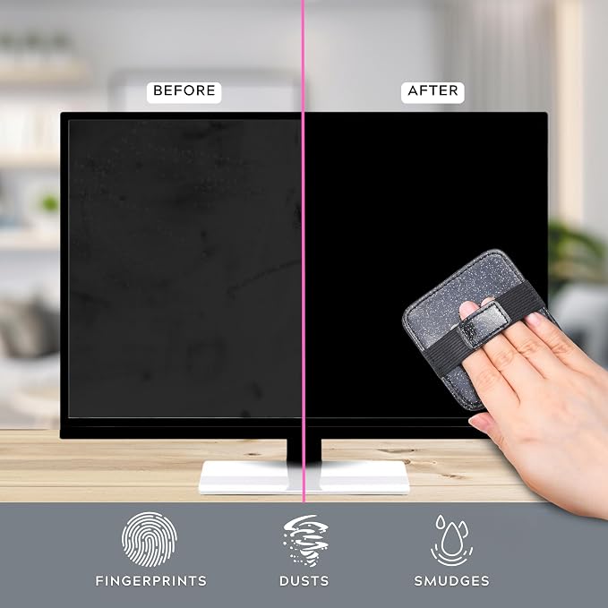 Eco-Fused 8X Screen Cleaning Pads - Microfiber Cleaning Cloth Pads - Screen Cleaner Screen Wipes for Electronics - Glasses Cleaning Cloths - Tablets, Laptops, Tv, Smartphones