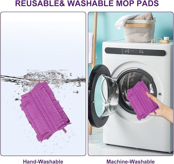 6Pack Mop Pads Refills for Swiffer Power Mop Washable & Reusable | Household Replacement Mop Pads, Multi-Surface Mop Refill Pads, Suitable for Hardwood, Tile, Floor Cleaning(Purple)