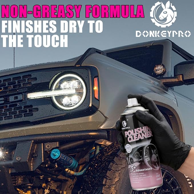 DONKEYPRO Car Interior Cleaner, Polishing Cleaner Detailer Spray for Vehicle Detailing, 450ml Aerosol 15 fl oz with Iron Can (2-Pack)
