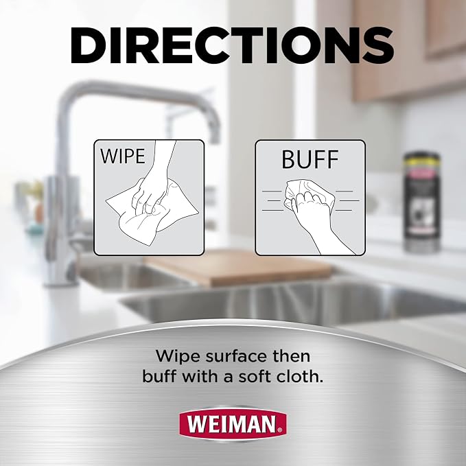 Weiman Stainless Steel Wipes - Removes Fingerprints, Residue, Water Marks and Grease From Appliances - Works Great on Refrigerators, Dishwashers, Ovens, Grills - 28 Count - Packaging May Vary