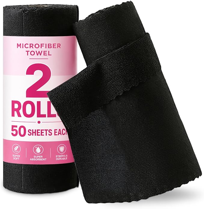 Jessy Home 2 Roll Reusable Paper Towels,100 Sheets Tear Away Microfiber Cleaning Cloth, Lint Free Cleaning Rags for Kitchen, Dishcloth,Household Cleaning Supplies