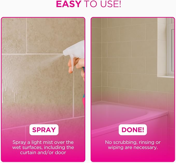 The Pink Stuff Miracle Daily Shower & Shine Spray – 30oz Bathroom Cleaner for Glass, Tile, Mirrors & Chrome – Prevents Soap Scum & Watermarks – No Rinse Spray & Leave Formula