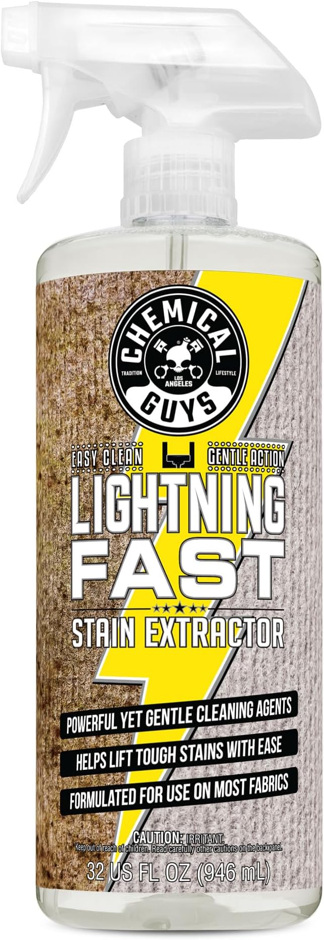 Chemical Guys, Lightning Fast Carpet & Upholstery Stain Extractor, 32 oz | Tackles coffee, soda, wine and pet messes on carpet, seats and mats, just spray, agitate and blot for a clean look