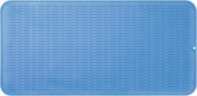 MicoYang Silicone Dish Drying Mat for Multiple Usage,Easy clean,Eco-friendly,Heat-resistant Silicone Mat for Kitchen Counter or Sink,Refrigerator or Drawer Liner Lichen BlueL 5XL 36inches x 18inches