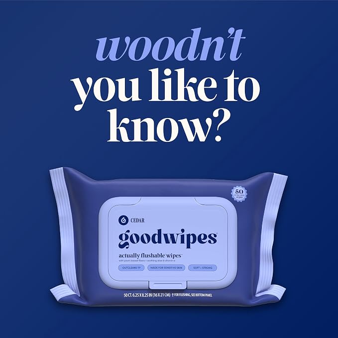 goodwipes Flushable Wipes Bulk Pack, Cedar Adult Wet Wipes for Women & Men, Sewer & Septic Safe, Toilet & Bathroom Essentials, Extra Large, 418 Count (8 Packs and 1 Travel Pack)