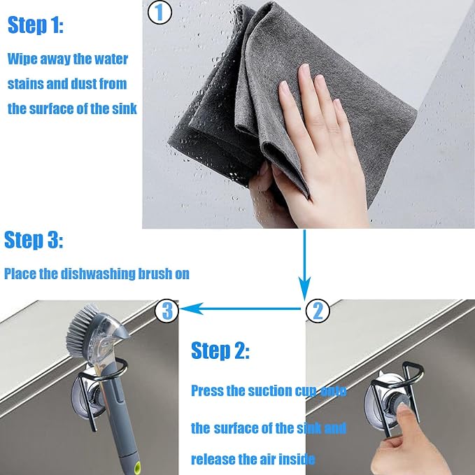 Soap Dispensing Palm Brush Holder for Kitchen Brush Dish Brush with Soap Dispenser Pot with a Traceless Suction Cup (Closed Brush Holder)