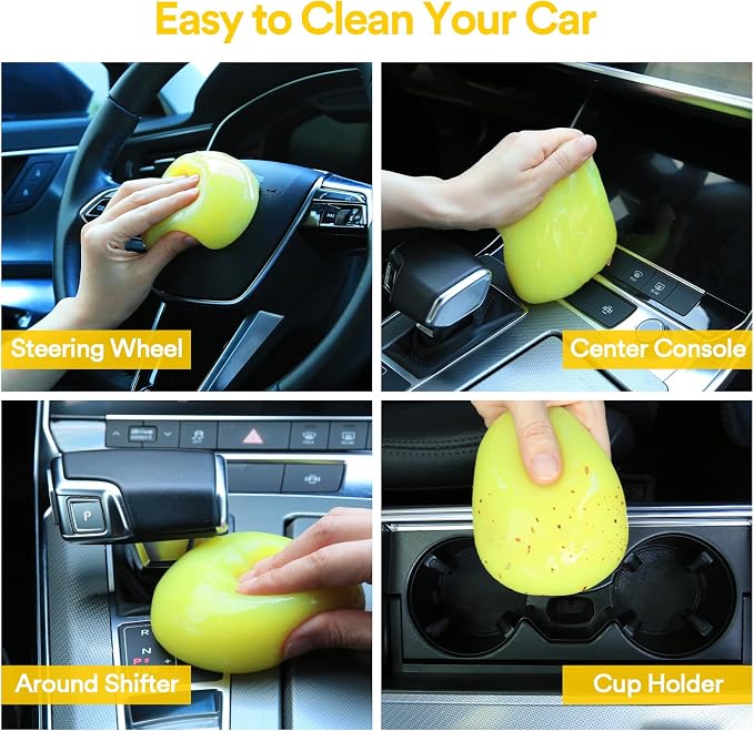 PULIDIKI Car Cleaning Gel for Car Cleaning Putty Auto Detailing Tools | Car Slime Cleaner Dust Cleaning Gel for Car Interior Cleaner Car Accessories Keyboard Cleaner Yellow (2Pack)