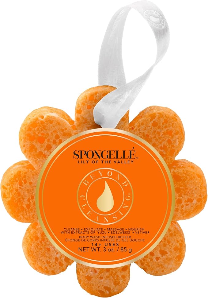 Spongellé Lily of the Valley Wild Flower Bath Sponge | Built-in Body Wash & Body Scrubber, Shower Loofah Sponge for Women | 14+ uses