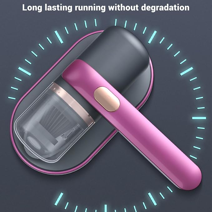 Ymiko Mattress Vacuum Cleaner, Handheld, Purple, 2 Speeds, HEPA Filter, Dual Pulsating Pads, 185ml Dust Cup, Cordless, Portable, For Mattress, Sofa, Bed, Pillow, Carpet