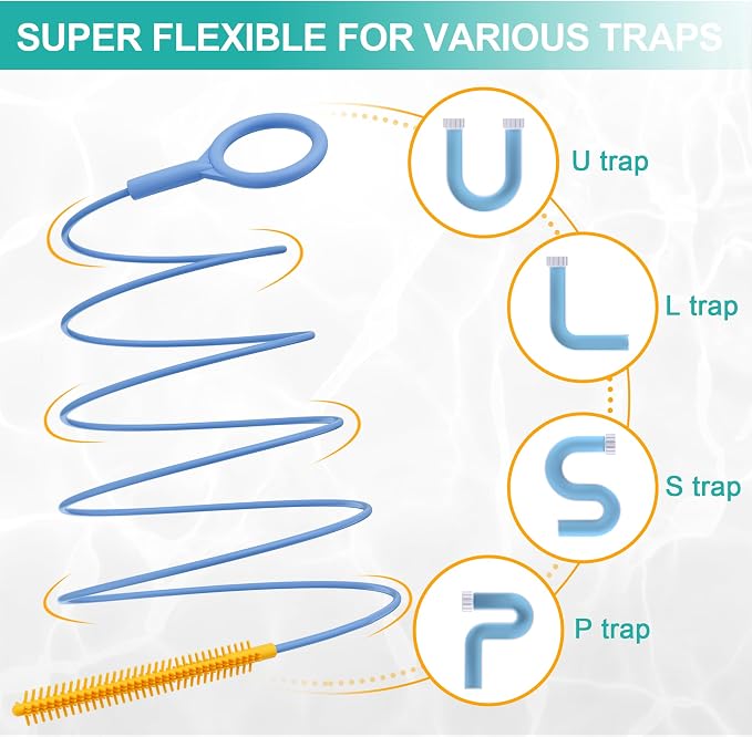 EastLink 50 Inch Extra-Long Drain Snake 3 Pack, Reusable Sink Snake with Easy-Rinse Barbed Tip, Anti-Break Flexible Steel Drain Clog Remover with Nylon Layer, Ideal for Bathroom, Shower and Bathtub