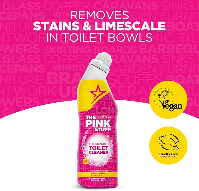 The Pink Stuff Miracle Toilet Cleaner, Powerful Stain-Removing Gel, 25 Fl Oz