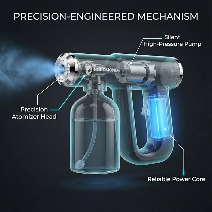 The Original Disinfectant Fogger Machine - Professional Sanitizer Sprayer - ULV Atomizer & Nano Steam Gun – Rechargeable Barber Spray Gun with Blue Light V2